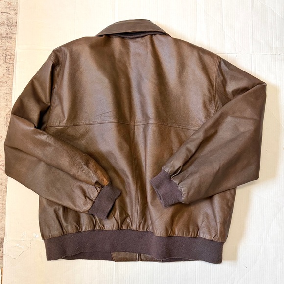 Burk’s Bay Oversized Brown Leather Bomber Jacket - Picture 17 of 17